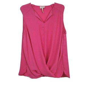 Laundry by Shelli Segal Draped Blouse XL Pink Sleeveless V-neck Top